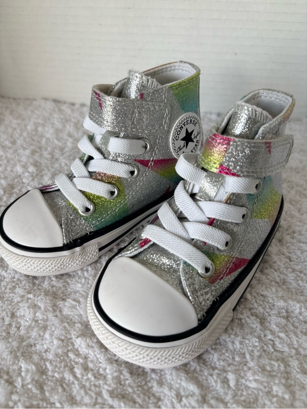 Converse Chuck Taylor All Star Prism Glitter Easy-On High Top Infant Size 5 NWOT